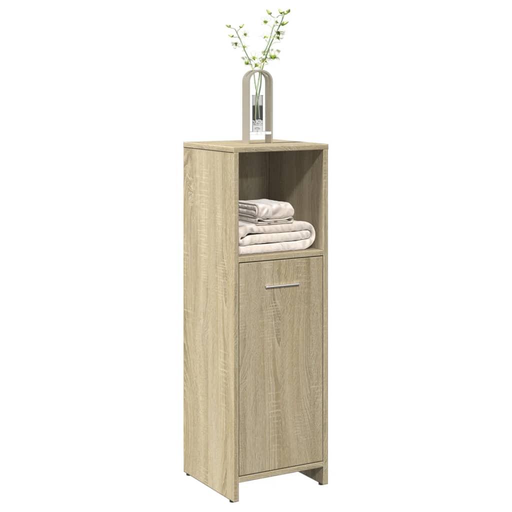 Badeværelsesskab 30x30x95 cm konstrueret træ sonoma-eg