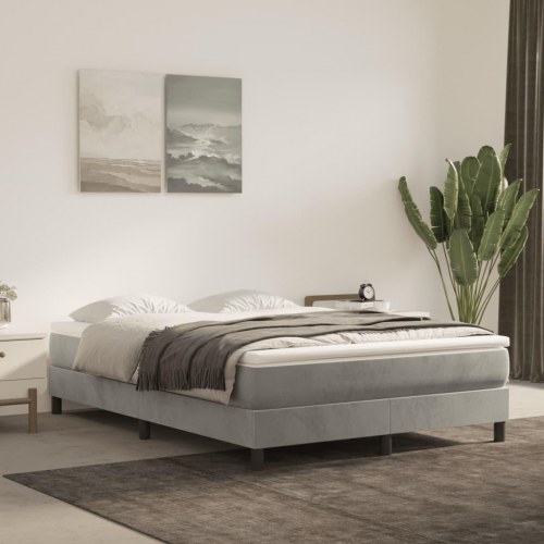 Springmadras med pocketfjedre - medium 120×210×20 cm, fløjl lysegrå