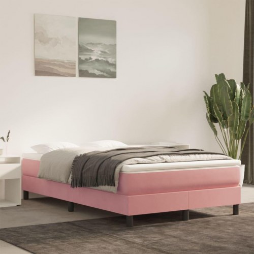 Springmadras med pocketfjedre - medium 120x210x20 cm, fløjl lyserød