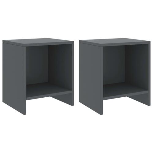 Sengeskabe 2 stk. 35x30x40 cm massivt fyrretræ mørkegrå