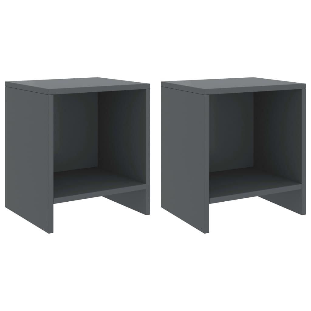 Sengeskabe 2 stk. 35x30x40 cm massivt fyrretræ mørkegrå