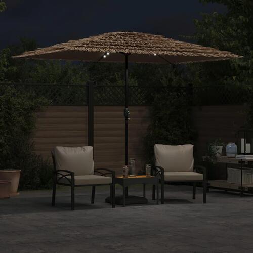 Haveparasol med LED-lys og stålstang 300x200x250 cm brun