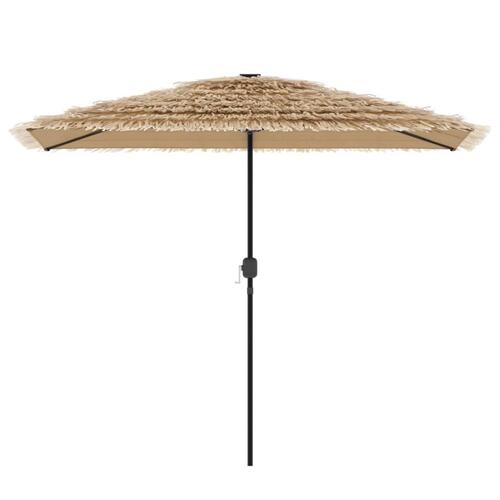 Haveparasol med LED-lys og stålstang 300x200x250 cm brun