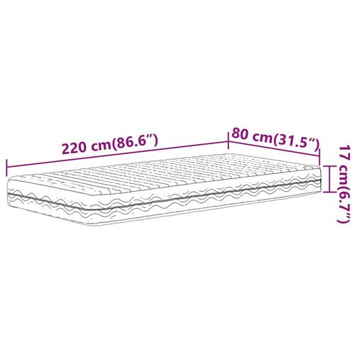 Skummadras 80x220 cm hårdhed H2 H3 hvid