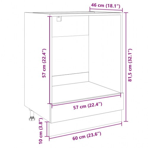 Ovnskab 60 × 46 × 81,5 cm i konstrueret træ - sonoma-eg