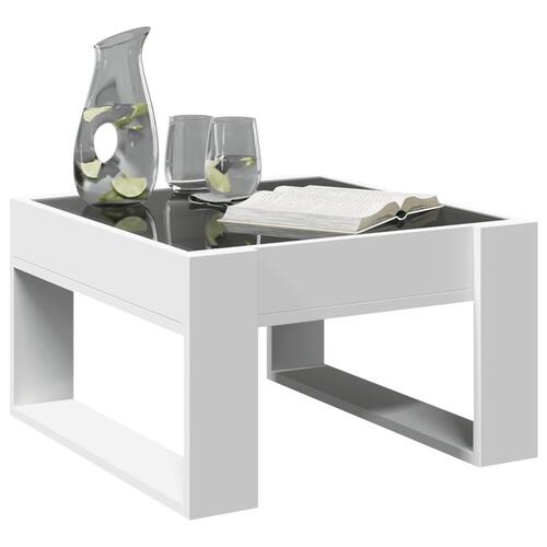 Sofabord med Infinity LED-lys 50x53x30 cm hvid