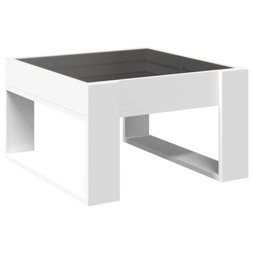 Sofabord med Infinity LED-lys 50x53x30 cm hvid