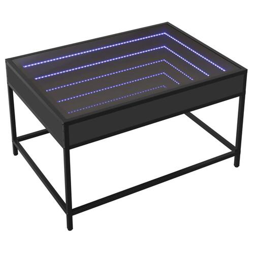 Sofabord med Infinity LED-lys 70x50x41 cm sort