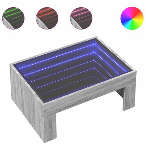 Sofabord med Infinity LED-lys 70x50x30 cm grå sonoma-eg