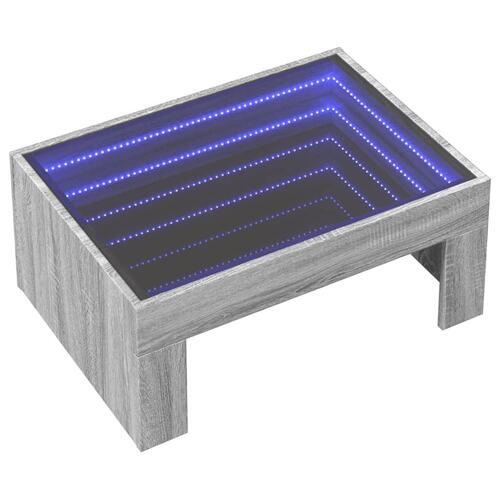 Sofabord med Infinity LED-lys 70x50x30 cm grå sonoma-eg