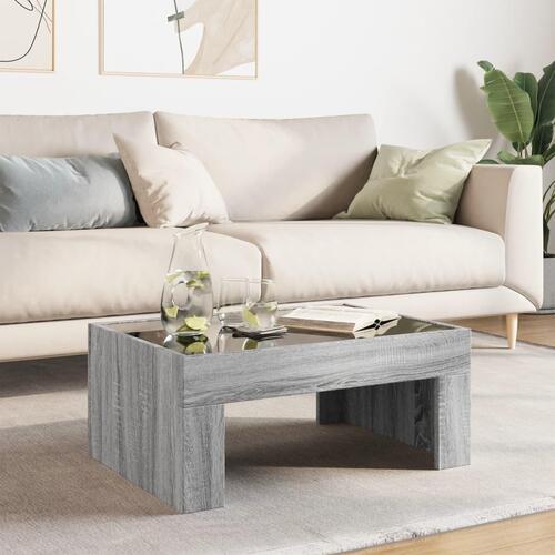 Sofabord med Infinity LED-lys 70x50x30 cm grå sonoma-eg