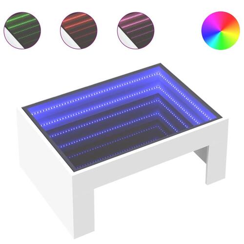 Sofabord med Infinity LED-lys 70x50x30 cm hvid