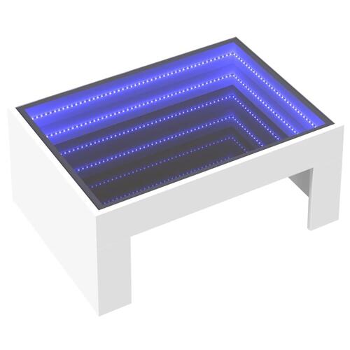 Sofabord med Infinity LED-lys 70x50x30 cm hvid