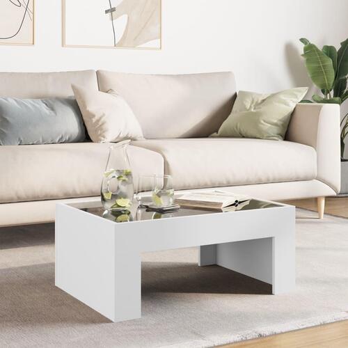 Sofabord med Infinity LED-lys 70x50x30 cm hvid