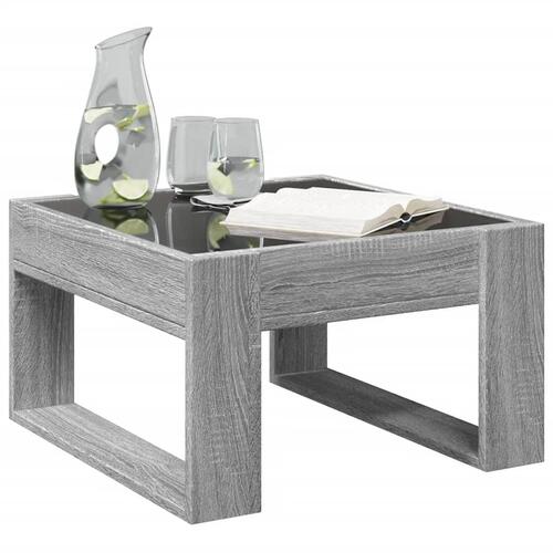 Sofabord med Infinity LED-lys 50x53x30 cm grå sonoma-eg