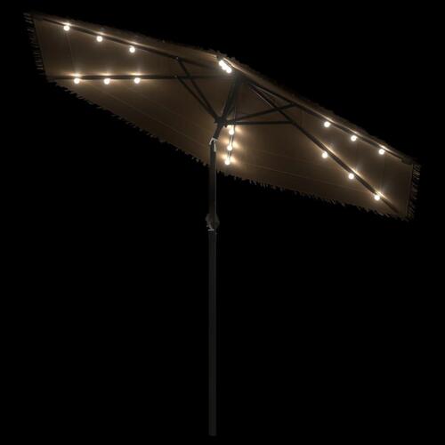 Haveparasol med LED-lys og stålstang 268x268x226 cm brun