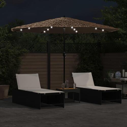 Haveparasol med LED-lys og stålstang 324x324x247 cm brun