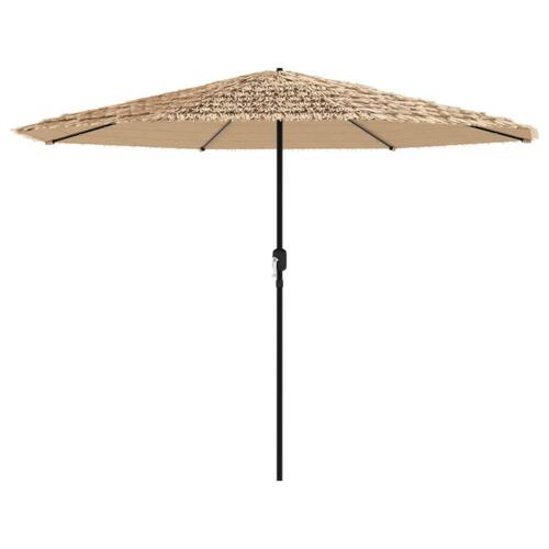 Haveparasol med LED-lys og stålstang 324x324x247 cm brun