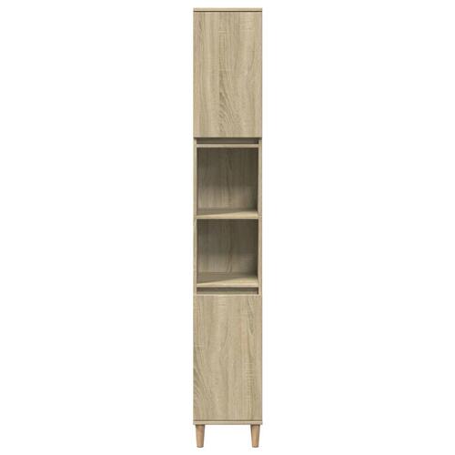 Badeværelsesskab 30x30x190 cm konstrueret træ sonoma-eg