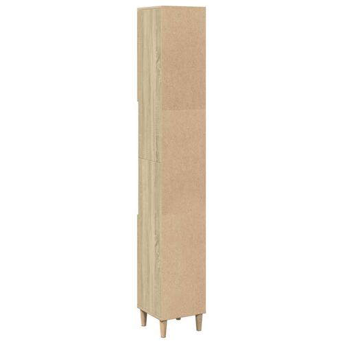 Badeværelsesskab 30x30x190 cm konstrueret træ sonoma-eg