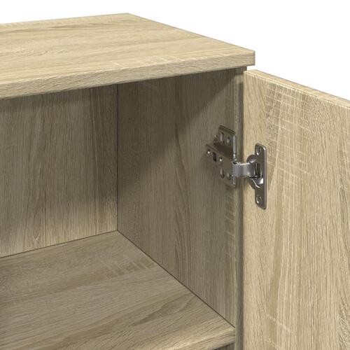 Badeværelsesskab 30x30x190 cm konstrueret træ sonoma-eg