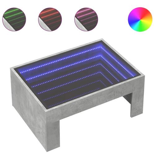 Sofabord med Infinity LED-lys 70x50x30 cm betongrå