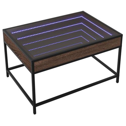 Sofabord med Infinity LED-lys 70x50x41 cm brun egetræsfarve