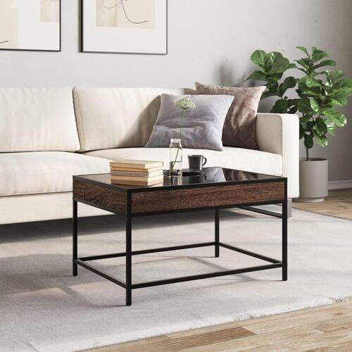 Sofabord med Infinity LED-lys 70x50x41 cm brun egetræsfarve