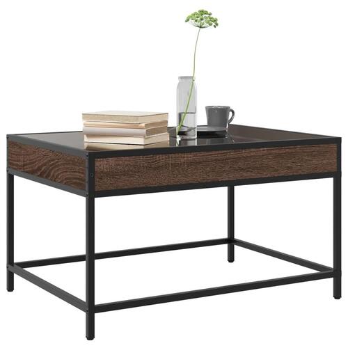 Sofabord med Infinity LED-lys 70x50x41 cm brun egetræsfarve