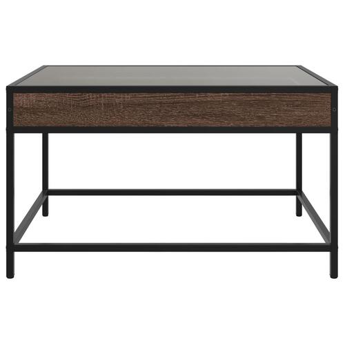 Sofabord med Infinity LED-lys 70x50x41 cm brun egetræsfarve