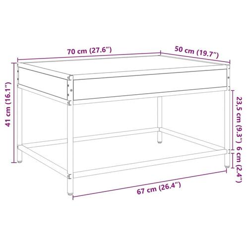 Sofabord med Infinity LED-lys 70x50x41 cm brun egetræsfarve