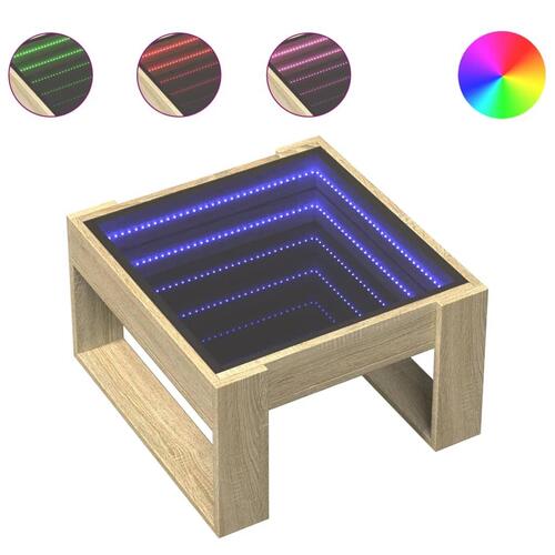 Sofabord med Infinity LED-lys 50x53x30 cm sonoma-eg