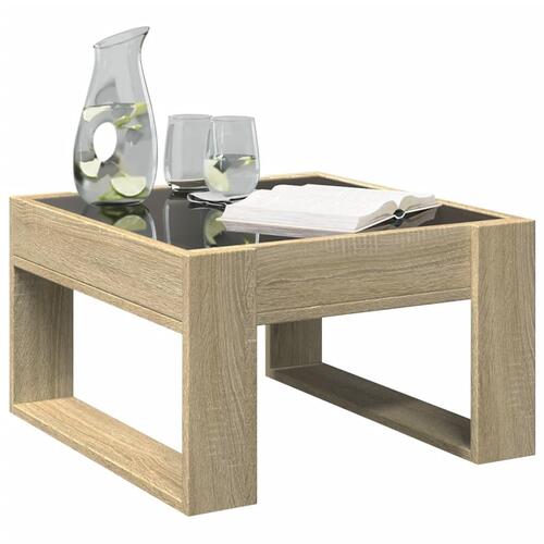 Sofabord med Infinity LED-lys 50x53x30 cm sonoma-eg