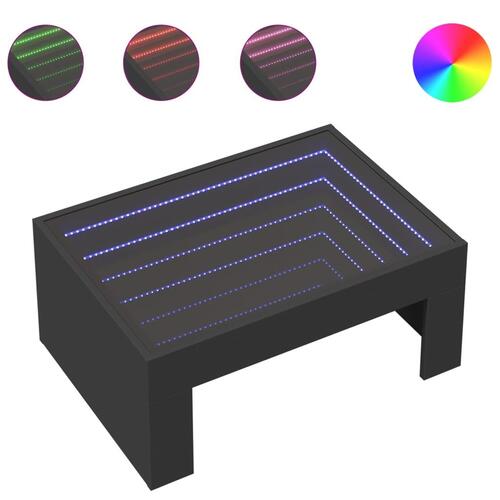 Sofabord med Infinity LED-lys 70x50x30 cm sort