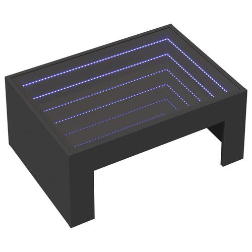Sofabord med Infinity LED-lys 70x50x30 cm sort