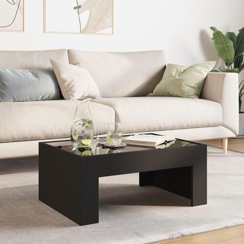 Sofabord med Infinity LED-lys 70x50x30 cm sort