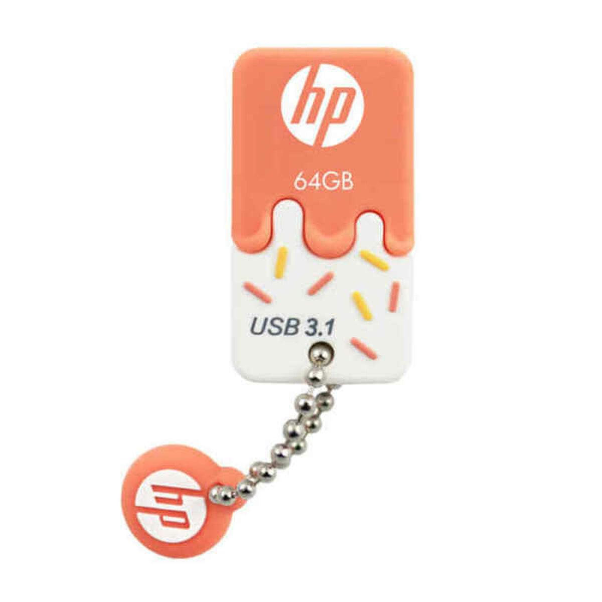 HP USB-stik 64 GB - Orange, USB 3.1/3.2, 75 MB/s