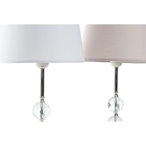 Bordlampe Home ESPRIT Hvid Beige Metal Krystal 50 W 220 V 23 x 23 x 46 cm (2 enheder)