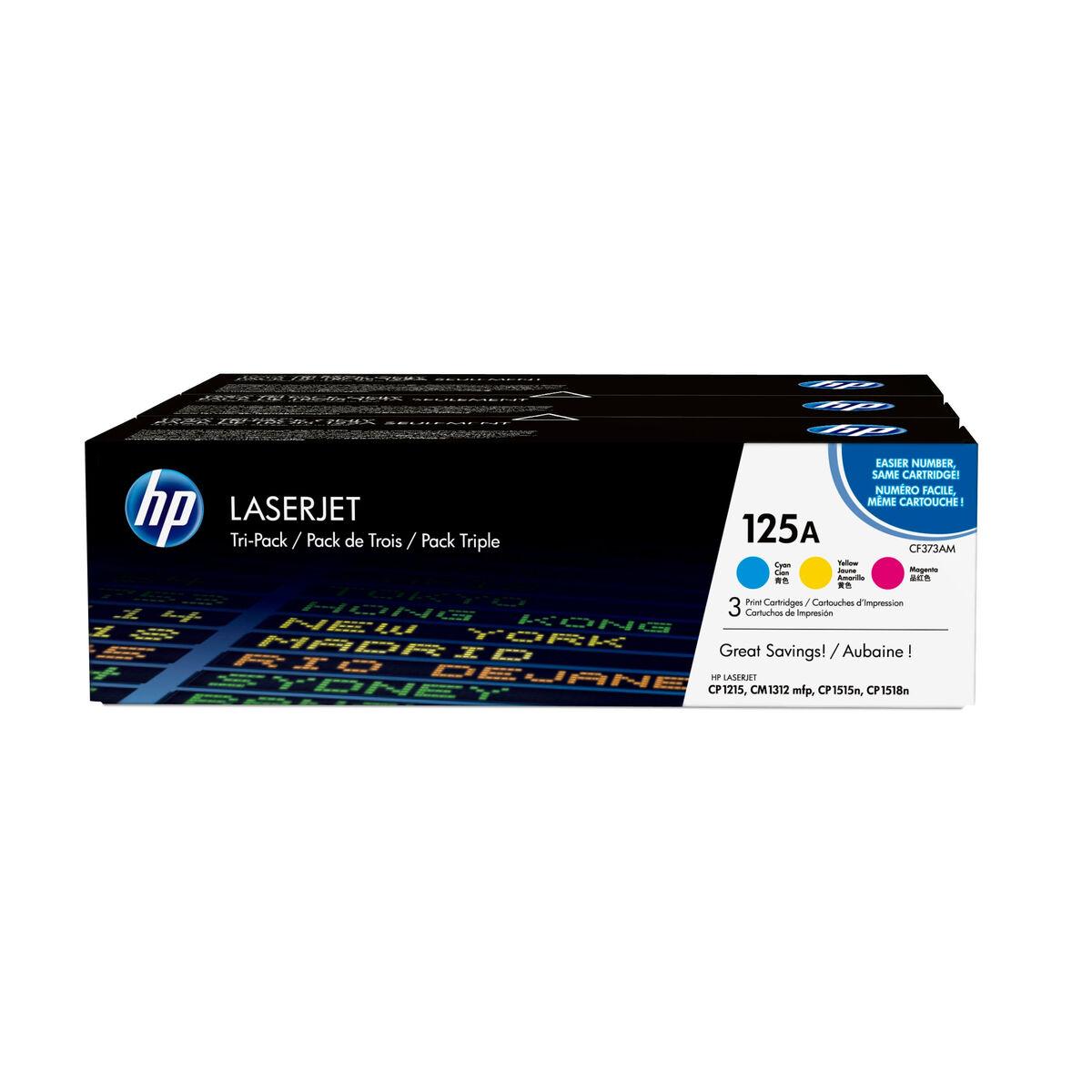HP 125A tonerpakke CF373AM - Cyan/Magenta/Gul (3-pak) billede