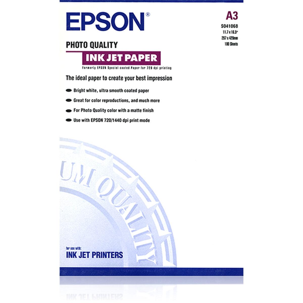 Epson printerpapir A3 hvid - C13S041068, mat
