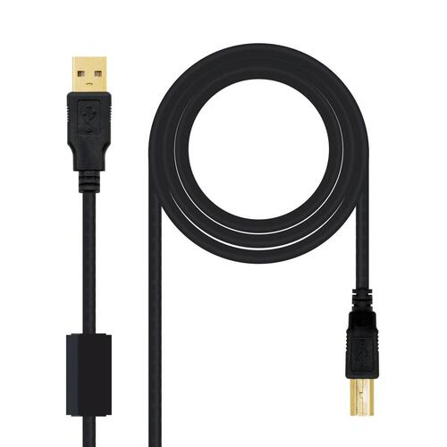 USB 2.0 A til USB B-kabel NANOCABLE 10.01.1205 Sort 5 m (1 enheder)