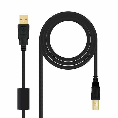 USB 2.0 A til USB B-kabel NANOCABLE 10.01.1205 Sort 5 m (1 enheder)