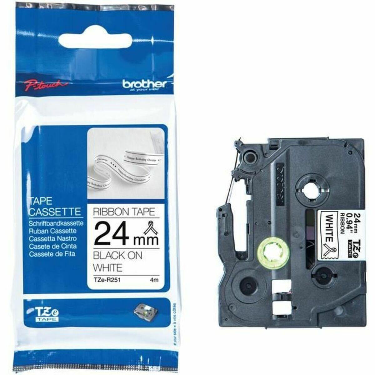 Brother TZe-R251 bånd - hvid med sort tekst, 24 mm billede