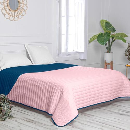 Sengetæppe med to sider HappyFriday Basic Dash Pink Marineblå 180 x 260 cm