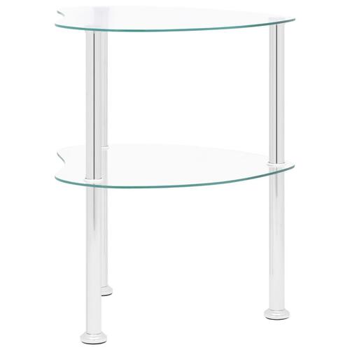 Sidebord med hylde 38x38x50 hærdet glas transparent