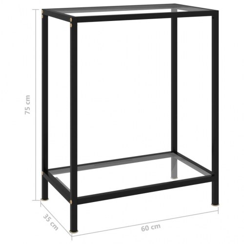 Konsolbord 60×35×75 cm i hærdet glas - transparent/sort