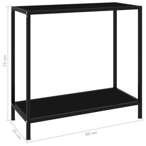 Konsolbord 80x35x75 cm hærdet glas sort