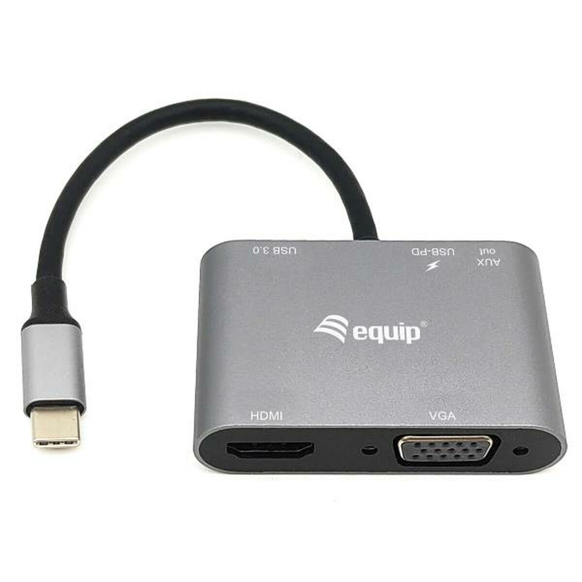 Equip USB-C til VGA-adapter 133483 - multiport, grå