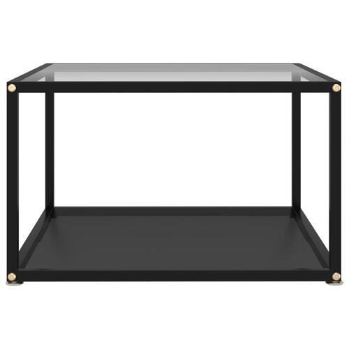 Sofabord 60x60x35 cm hærdet glas transparent og sort