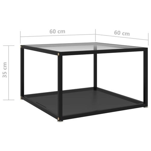 Sofabord 60x60x35 cm hærdet glas transparent og sort